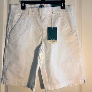Jag NEW Bi-Stretch Flat Front High Rise Shorts Size 10 White